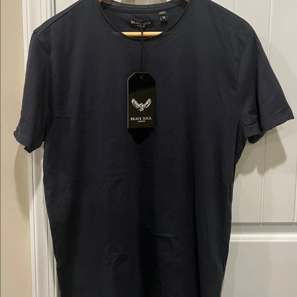 Brave Soul London Crew Neck Short Sleeve Men's T- Shirt Size Medium Navy Blue